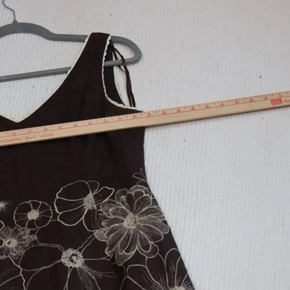 Kay Unger NY Linen Embroidered Dress‎ Size 6 Boho Revival Garden Party